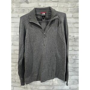 The North Face TNF 1/4 Zip Jacket Fleece Pullover Sweater LS Size M Gray Mens‎